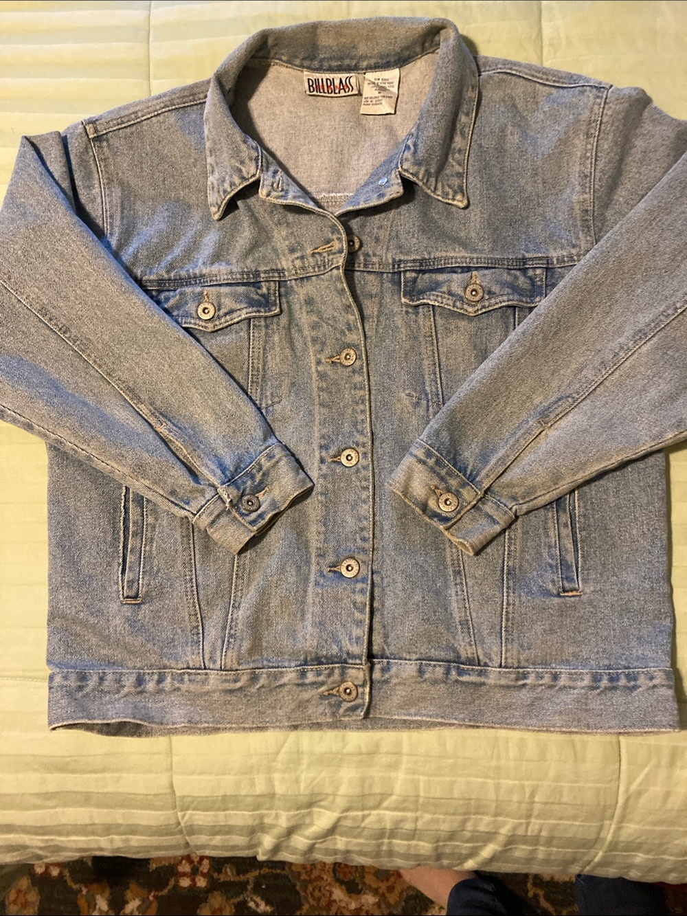 bill blass Light Blue Denim Jacket with Button-Front